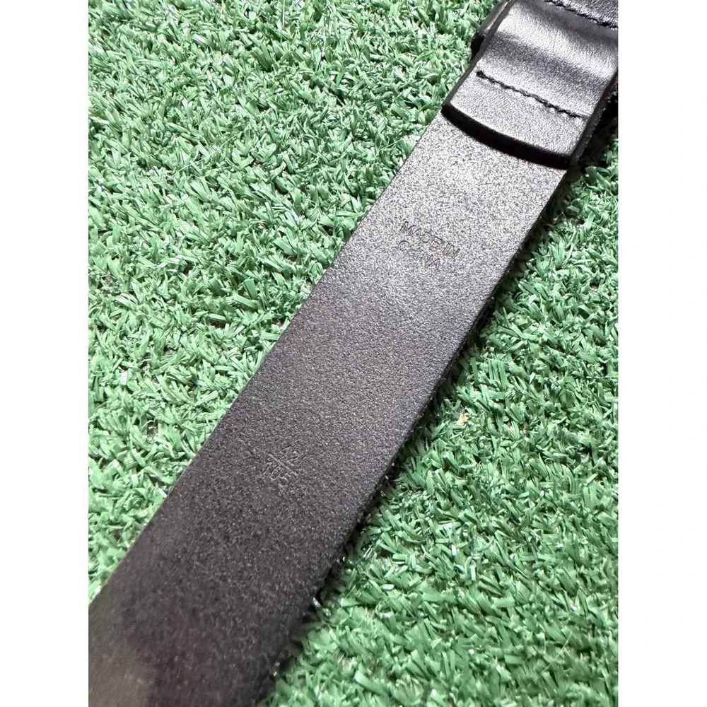 Polo Ralph Lauren Belt Mens 42 Black Good Italian Leather Solid Brass Buckle